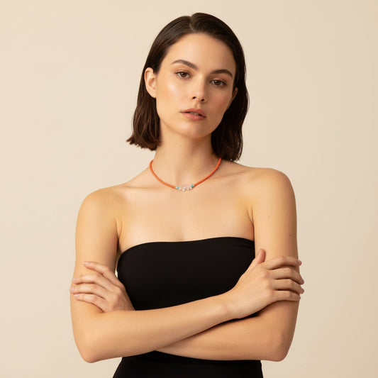 orange 925 silver necklace