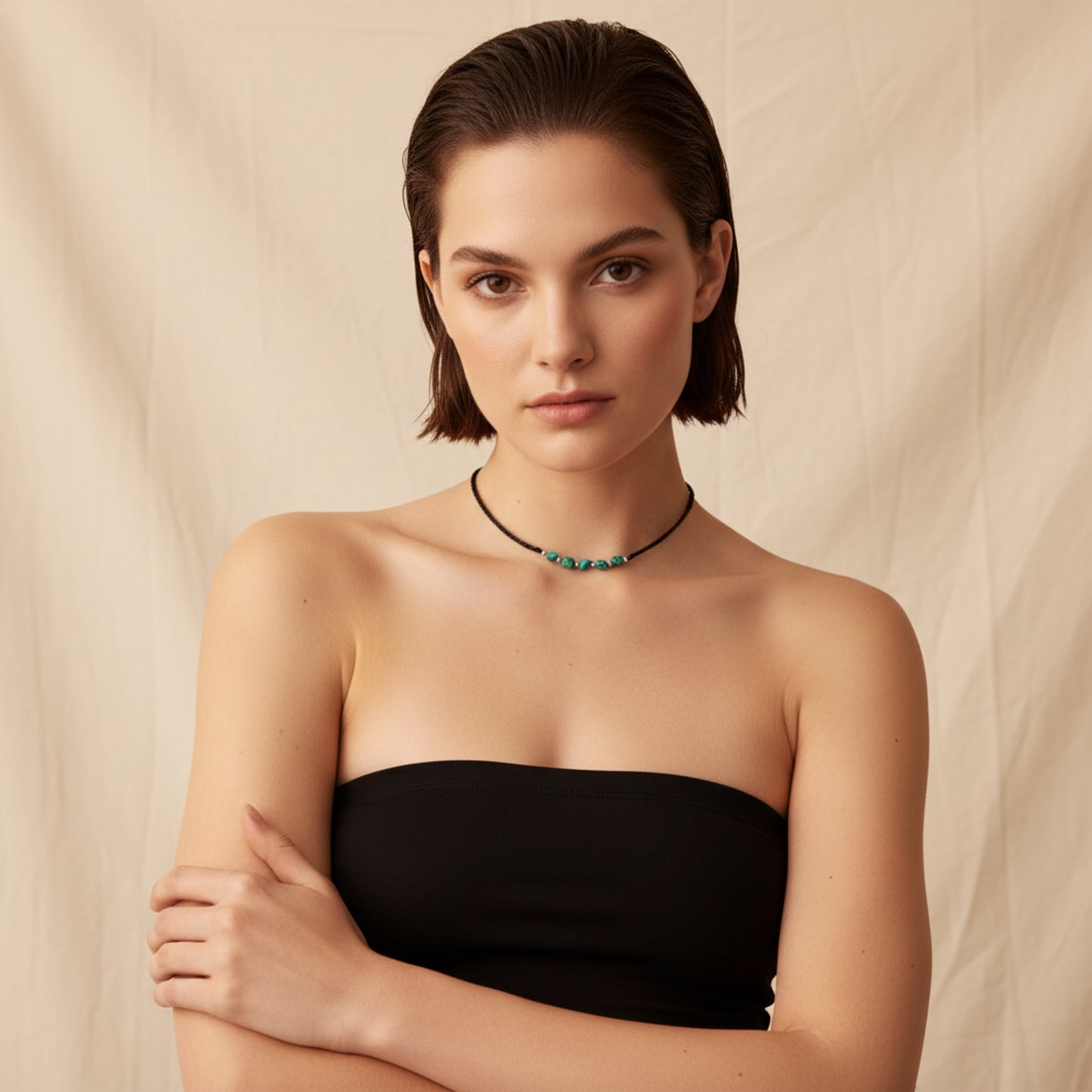 Necklace Leather Turquoise 925 Silver