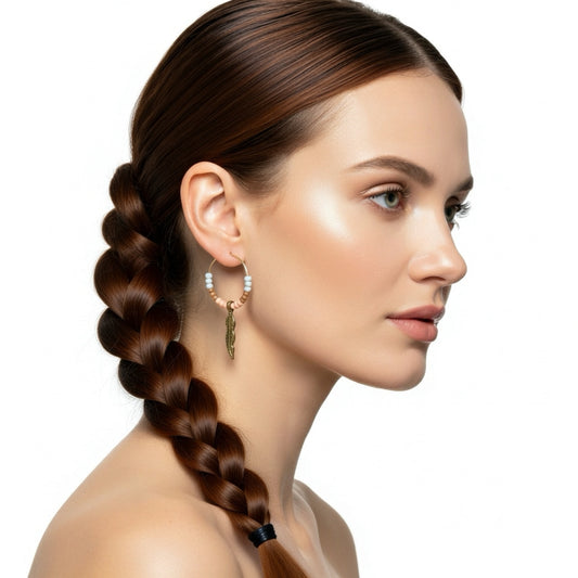 Creole 18K gold plated feather pearls