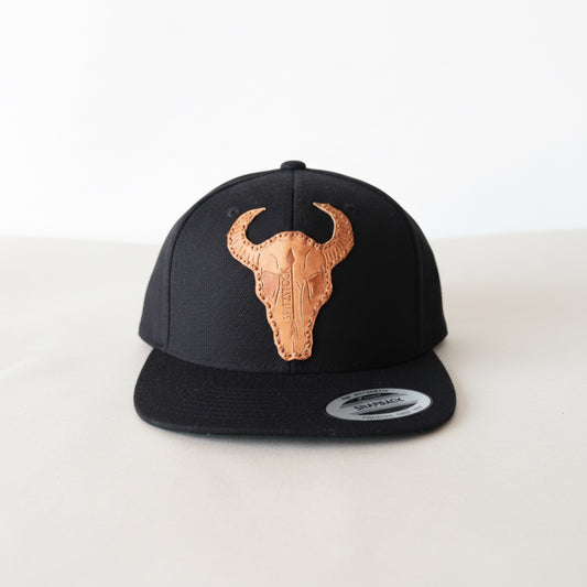 SNAPBACK CAP, LEATHER PATCH, PUNCHED, * PERSONALIZED *