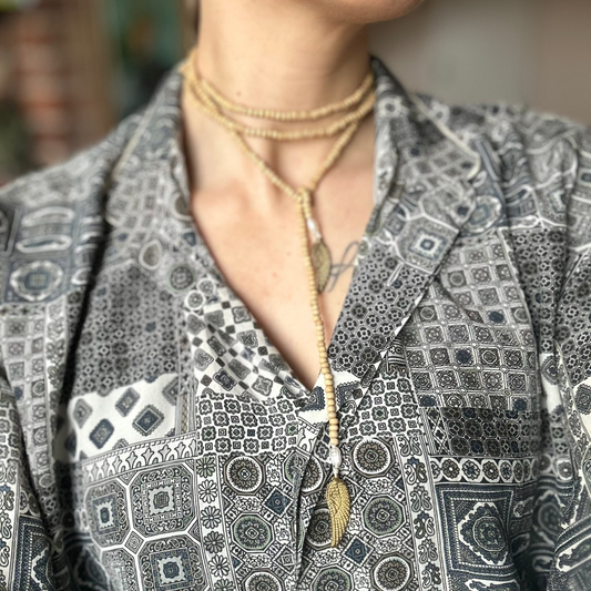 Lariat Wickelkette Holzperlen