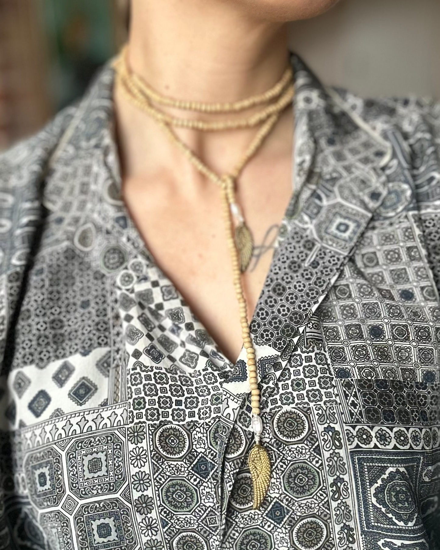 Perlen Lariat Kette Holz, Wickelkette – Sienna von Spitzstock