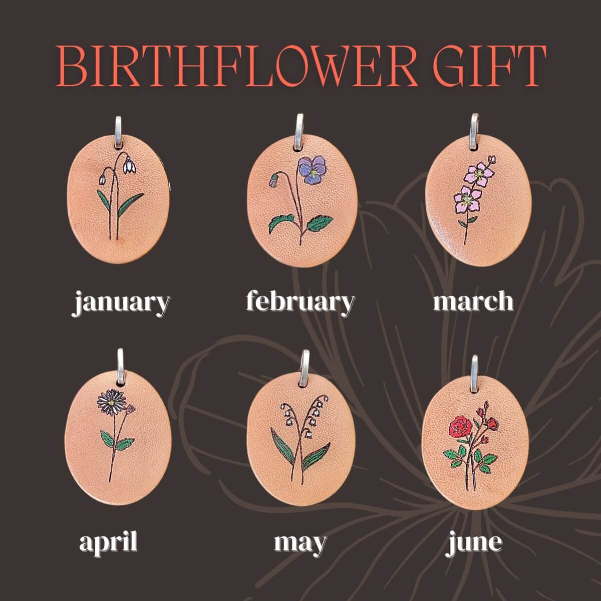 Leder Anhänger mit Geburtsblume als Baumschmuck – perfektes persönliches Geschenk für Weihnachten oder besondere Anlässe“