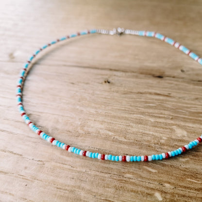 Dünne Perlenkette, South western Schmuck - Halsketten