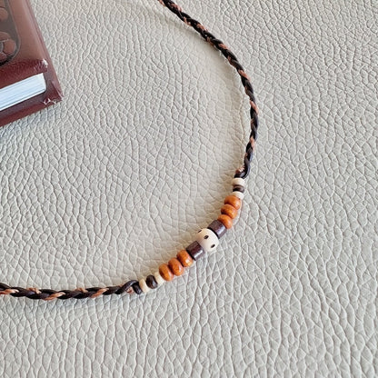 Holzperlen Kette orange - Halsketten