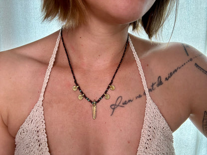 verspielte Boho Kette "Luna" mit Messinganhängern, Ethno Chic - Halsketten