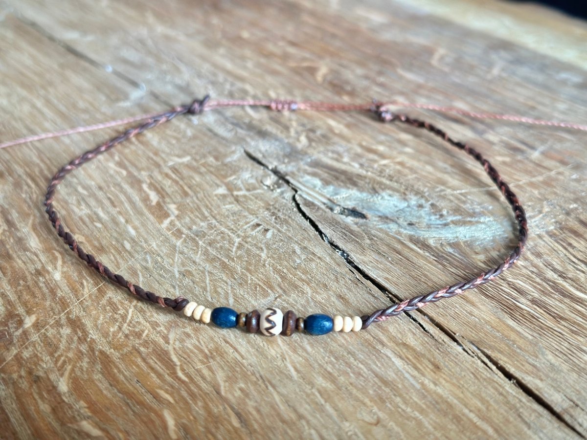 Kette Holzperlen blau - 