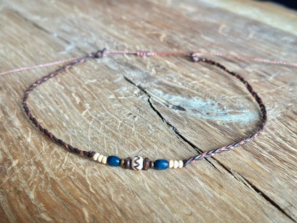 Kette Holzperlen blau - 