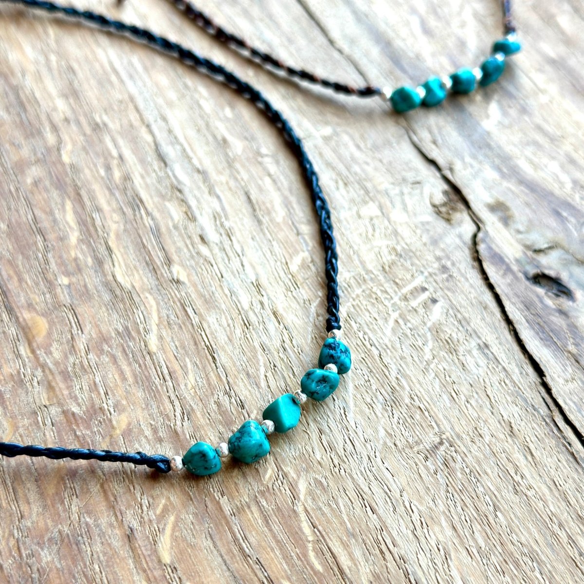 Kette Leder Türkis 925er Silber - Kette