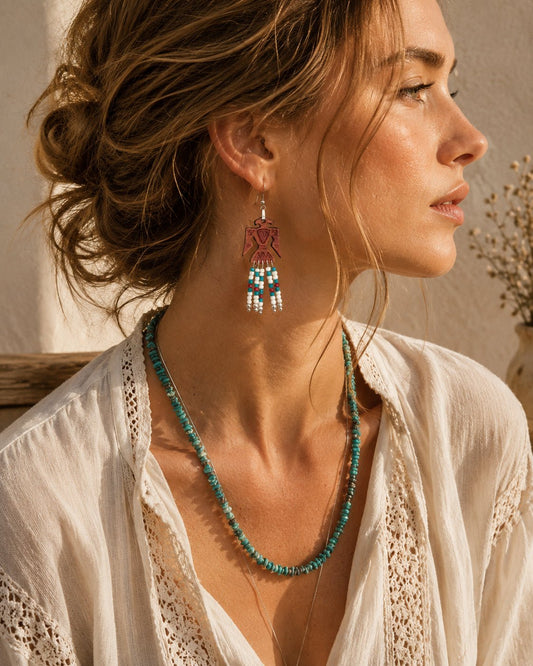 Leder Perlen Ohrringe Statement, Western – Robin - Ohrring