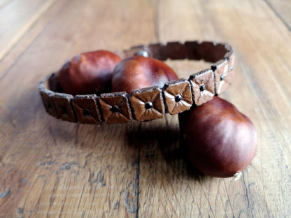 Lederarmband, Quadrate, punziert, Herren - 