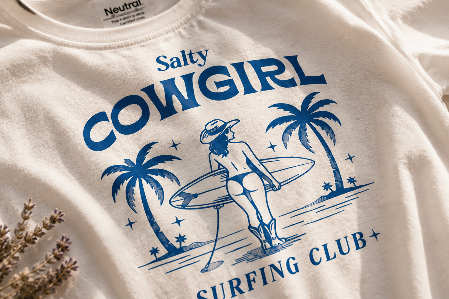 Surfer T-Shirt Beach Print Detailansicht Türkis – Margaux von Spitzstock