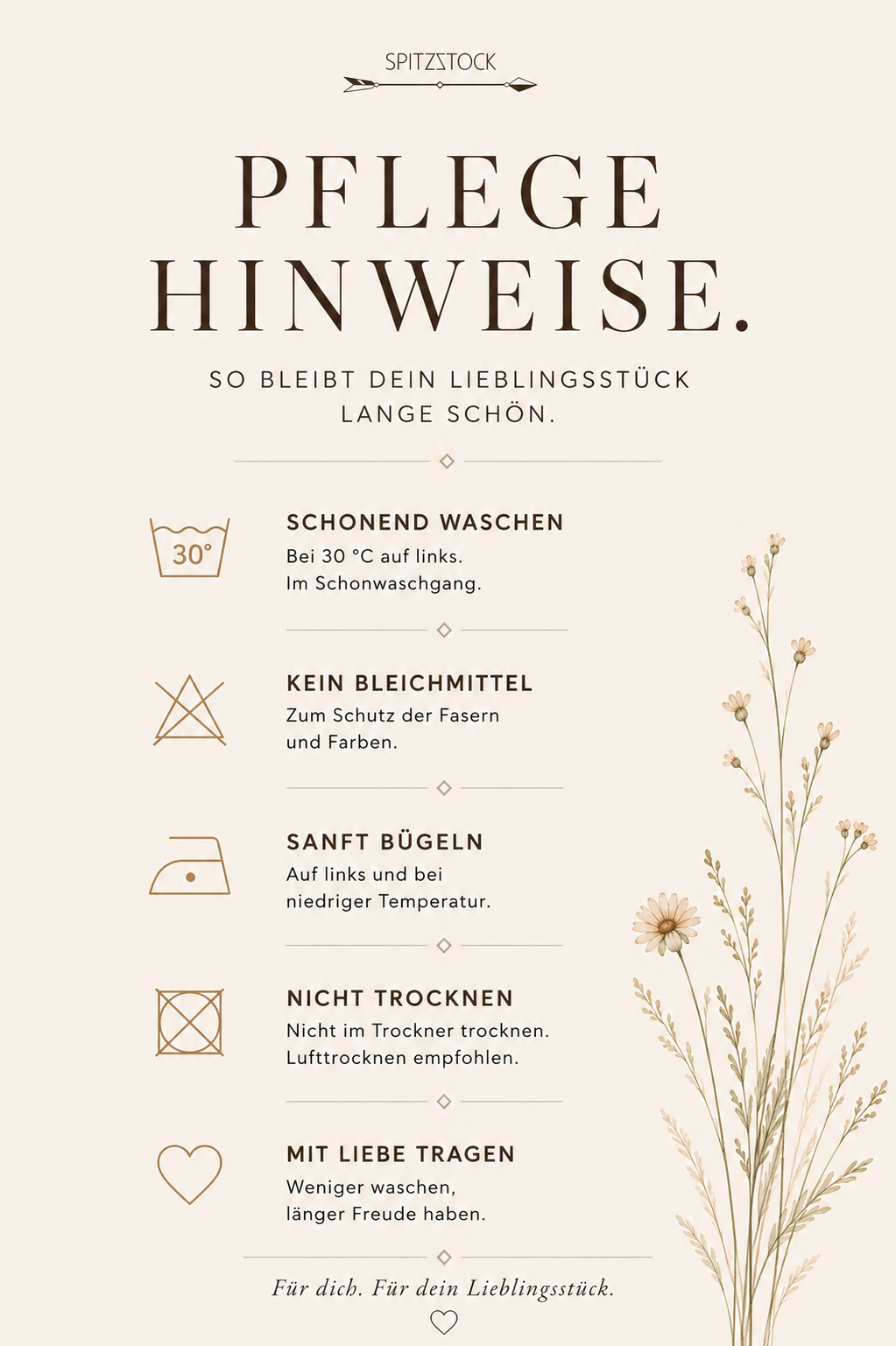 Pflegehinweise – Spitzstock