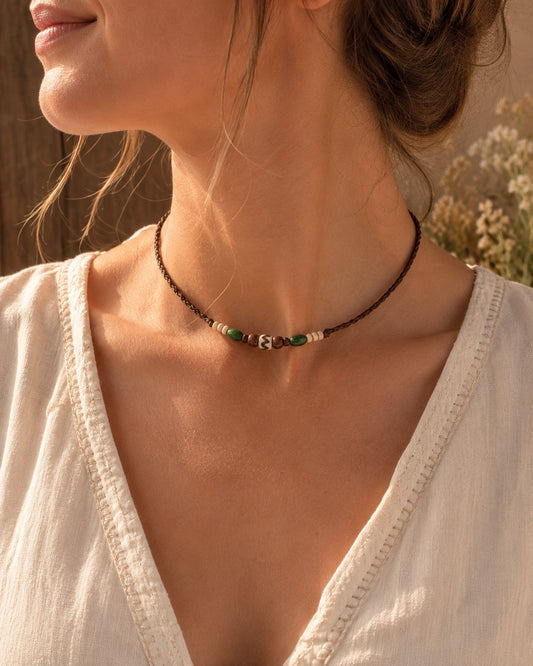 Choker Kette Holzperlen in Dunkelbraun – Odette von Spitzstock
