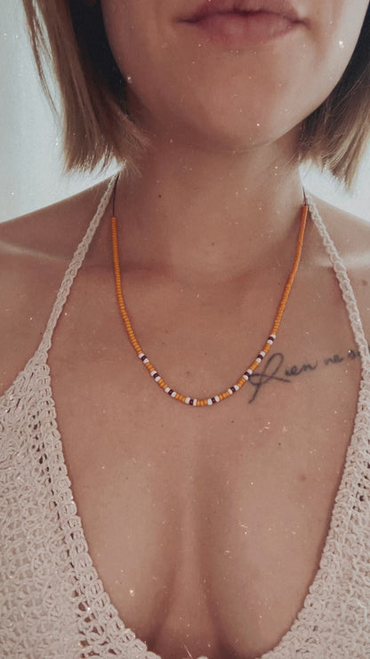 adjustable, thin pearl necklace "Iris", boho style 