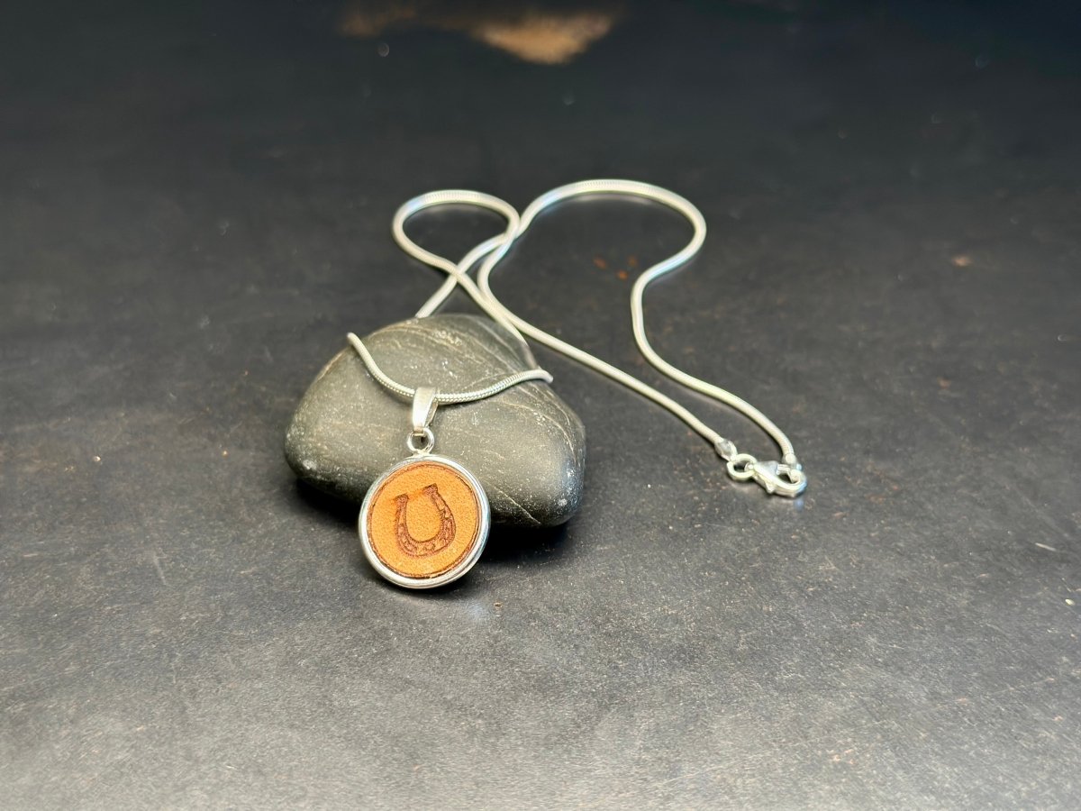 Silber Kette Anhänger Wüste Kaktus Leder - 