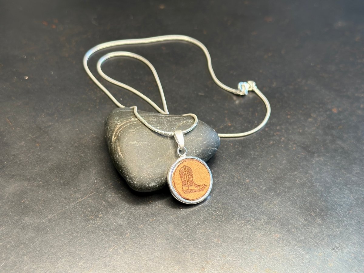 Silber Kette Anhänger Wüste Kaktus Leder - 