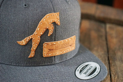 Unisex Snapback - Cap Grau mit Fuchs Lederpatch - Cap