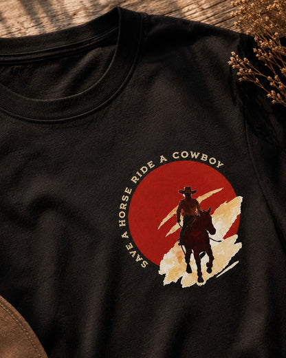 Cowboy T-Shirt Western Sunset Detailansicht]– Wyatt von Spitzstock